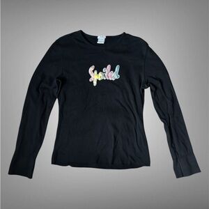 Old Navy Black Long Sleeve Tee with Colorful Design